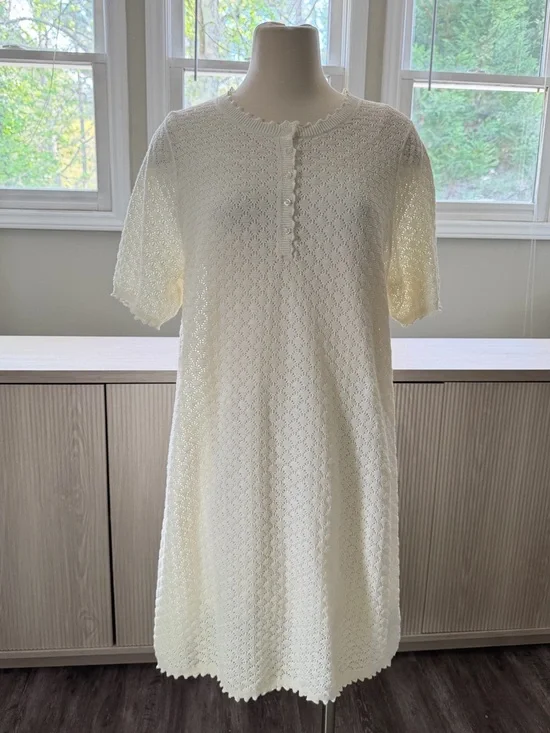 NWT Gap Knit Dress - Pointelle, Linen Blend, Tank Slip, Lined, L Tall - Picture 3 of 13